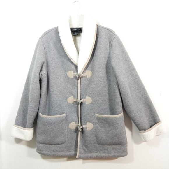 Coaco NY thick fleece sherpa lined toggle button coat L - Picture 1 of 11